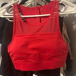 ZYIA Red High-Neck Mesh-Panel Sports Bra